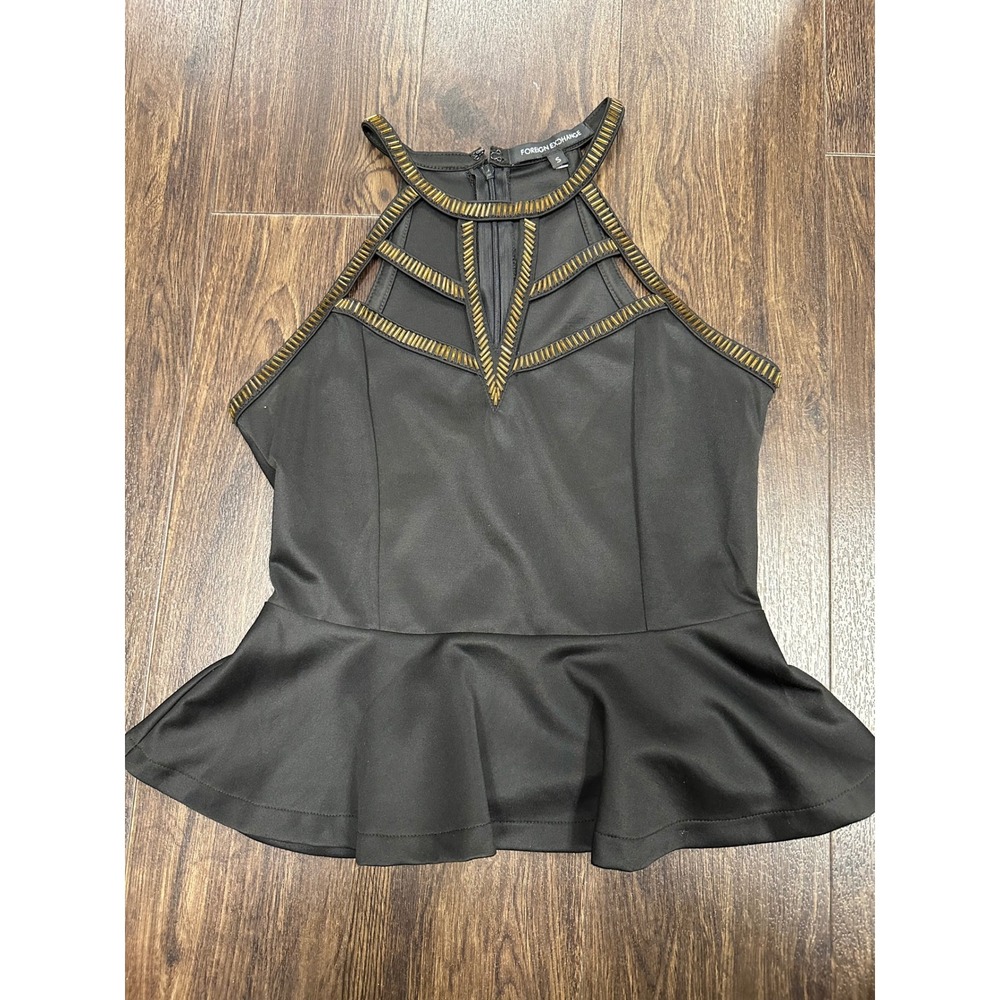 VINTAGE GLAM Beaded‎ Peplum Halter Top
